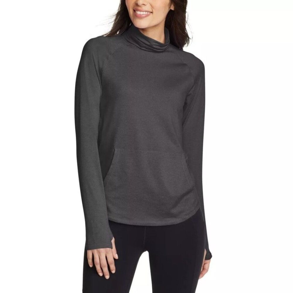Eddie Bauer S Active Funnel Neck UPF 50 Sun Top Athletic Kangaroo Pocket Shirt